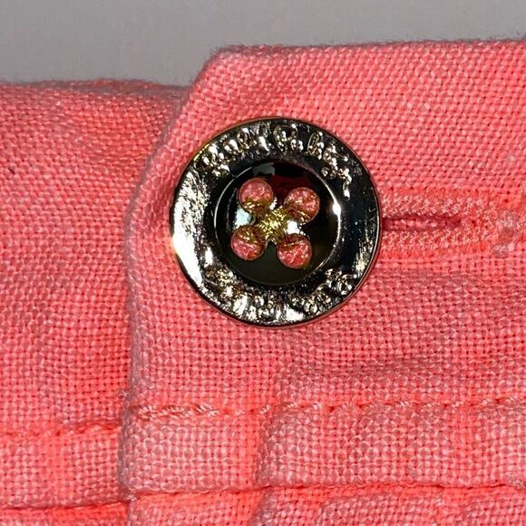 Lilly Pulitzer Neon Orange Linen Shorts Size 00 | Summer Resort Preppy - Picture 10 of 15